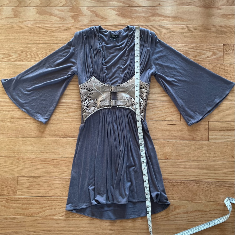 Sky Dress in Gray with Silver belt design - Size Small